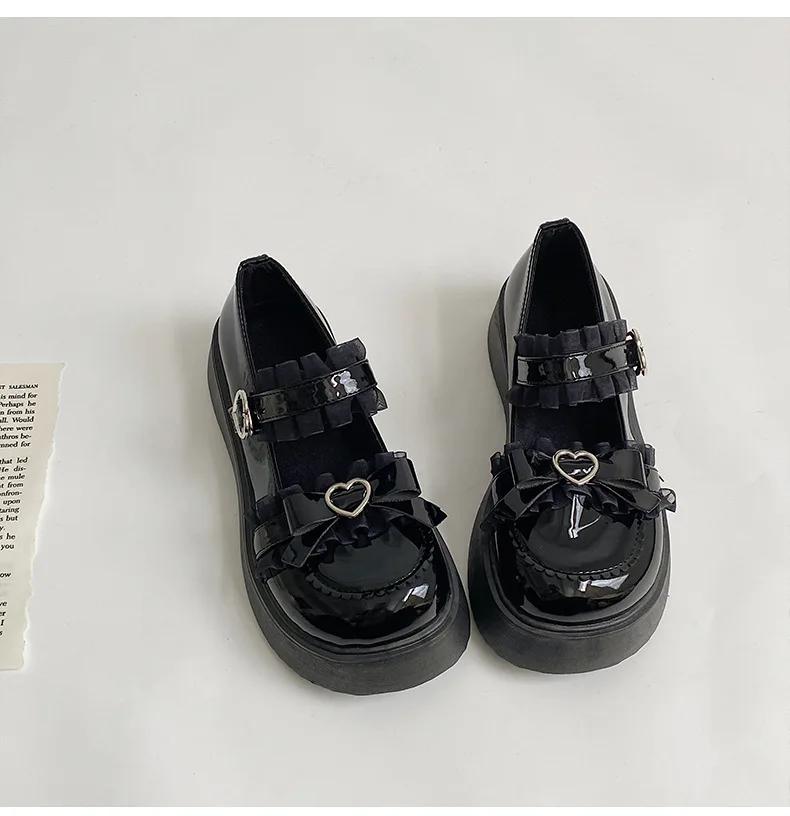 Chaussures Lolita pour Femmes Style Japonais Chaussures pour Jupes JK Chaussures Mary Janes Chaussures Classiques à Enfiler Plateforme Mocassins Chaussures de Robe Cosplay
