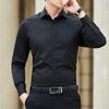 Plus Size Men Solid Color Business Shirt Fashion Classic Basic Casual Slim White Long Sleeve Shirt Brand Clothes