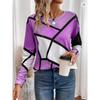 Ladies' Autumn and Winter New Casual Striped Pattern Round Neck Long Sleeved T-shirt Top