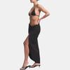Skims Signature Swim Sarong Skirt With Logo Detail High Slit Fixed Knot Women Swimwear Onyx Agate CU-SAR-8479W-ONX