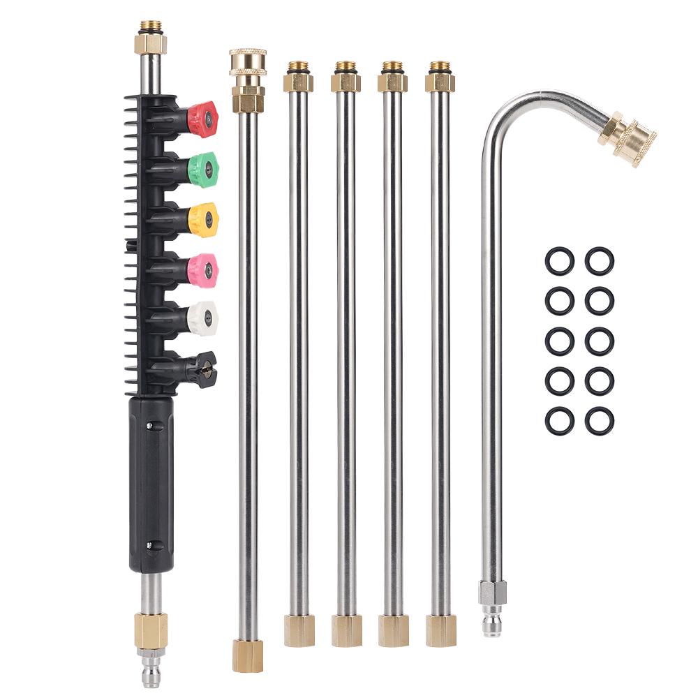 High-pressure Extension Rod For Car Washer Water Gun Cleaning Machine Extension Rod 2M 6-color Nozzle 1/4Quick Connect Car Parts