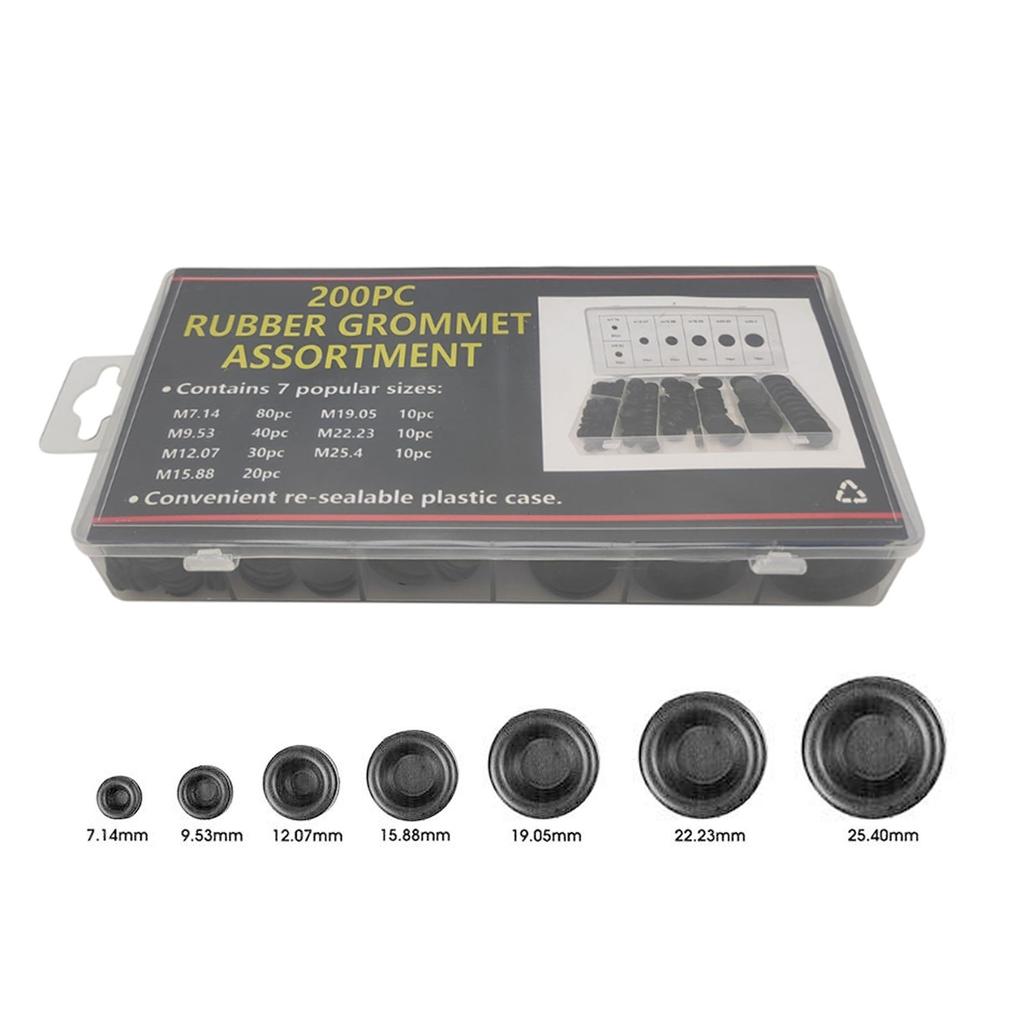 200 Pcs Rubber Grommet Firewall Hole Plug Electrical Wire Gasket Round Closed Rubber Hole Plug for Wire Plug Cable