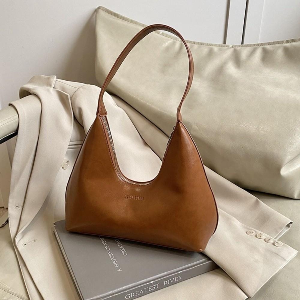 Anti-Splash Water Underarm Bag Solid Color PU Leather Shoulder Bag Soft Women Hobo Bag  Girls