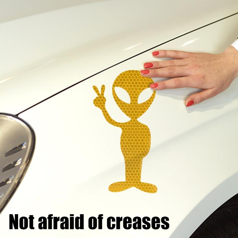 Alien Reflective Personalized Car Stickers Car Bumper Decorative Warning Stickers Night Driving Safety Reflective Stickers