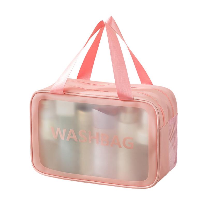 

Transparent Pvc Makeup Bag Travel Cosmetic Bag Large Capacity Trendy Portable M рожевий
