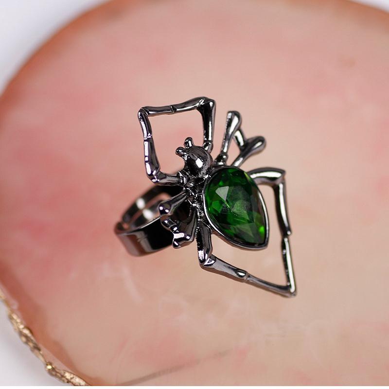 Vintage Gothic Spider Webs Lizard Animal Ring For Men Antique Silver Color Wide Opening Ring Punk Jewelry Party Gift