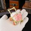 Enamel Coated Rhinestones Studded Metal Jewelry Box Baby Carriage Storage Container for Jewelry Organization