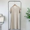 Cotton and Linen Dress Women's Inventory 2025 New Arrival Summer Linen Short Sleeve Mid Length Long Length Skirt Pure Color Temperament Dress