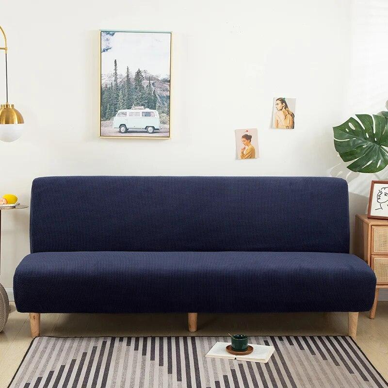 Polar Fleece Armless Sofa Bed Cover Elastic Without Armrest Sofa Bed Covers Anti-Slip Sofa Slipcover For Living Room Home Hotel
