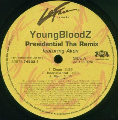 12-Zoll-Schallplatte YOUNGBLOODZ, AKON - Presidential (Der Remix) 82876748221 LaFace Records 2005 US Rap & Hip-Hop/R&B Gebraucht