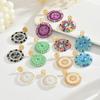 Bohemian Bunte Runde Kristallperlen Ohrhänger für Damen Handgefertigte Geometrische Ohrringe Sommer Party Schmuck Geschenk