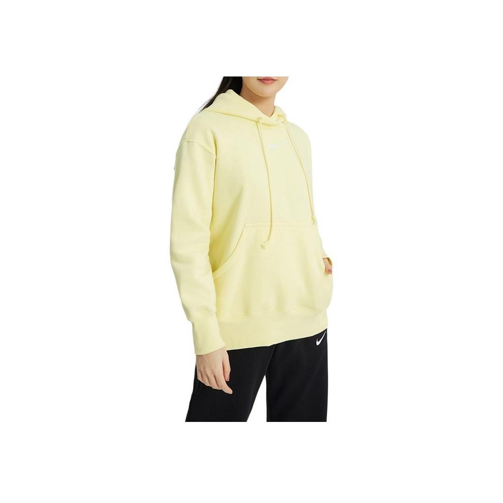 Nike Moletom com Capuz e Bolso Cor Sólida com Ombros Caídos Moletom Feminino Amarelo DQ5861-706