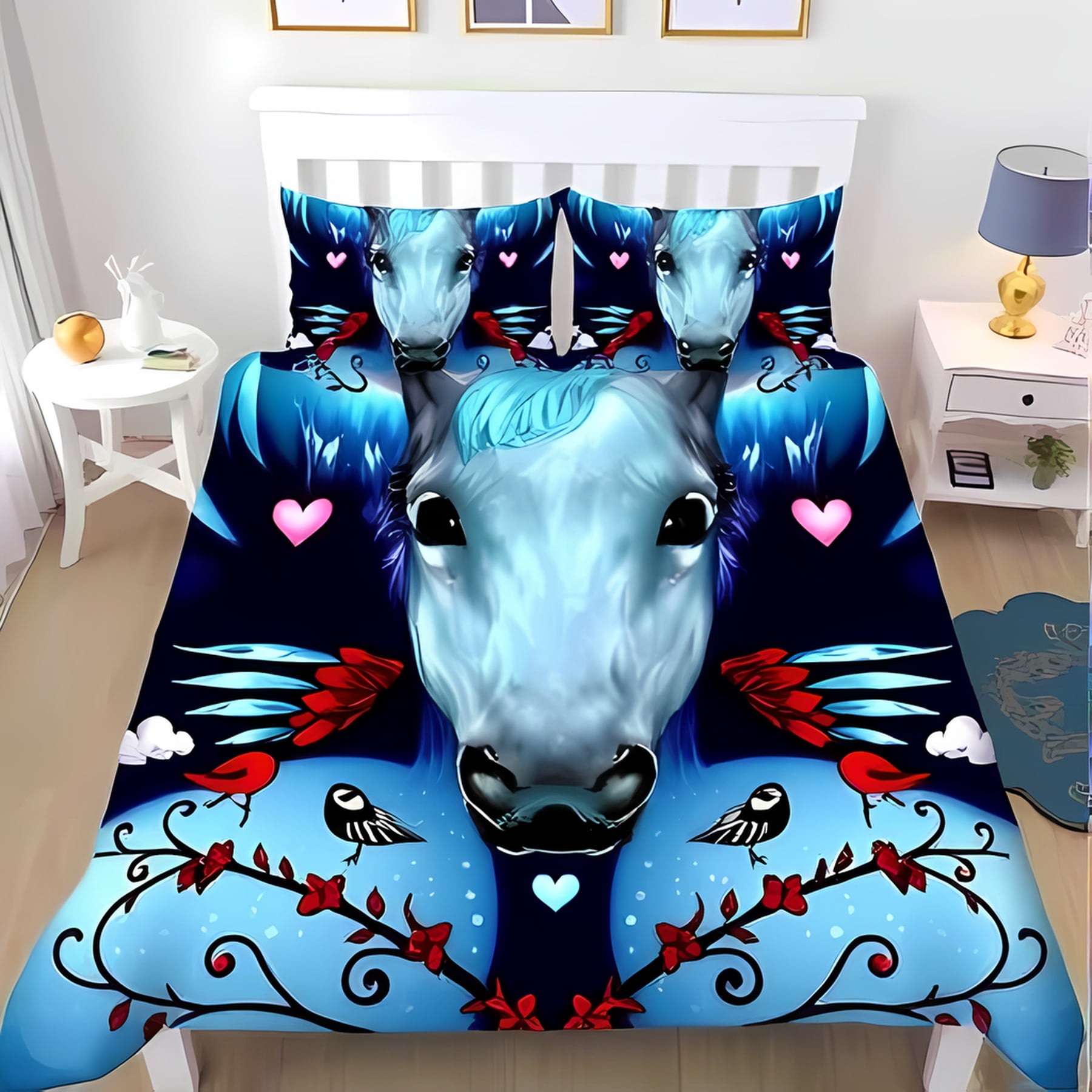 

Farm Animals Cover Rustic Farmhouse Horse Soft Duvet Cover King-Sized Dimensionsd Dimensions for Children Kids Young Boys Young Girls Child,Farm Tols 120*200cm Single