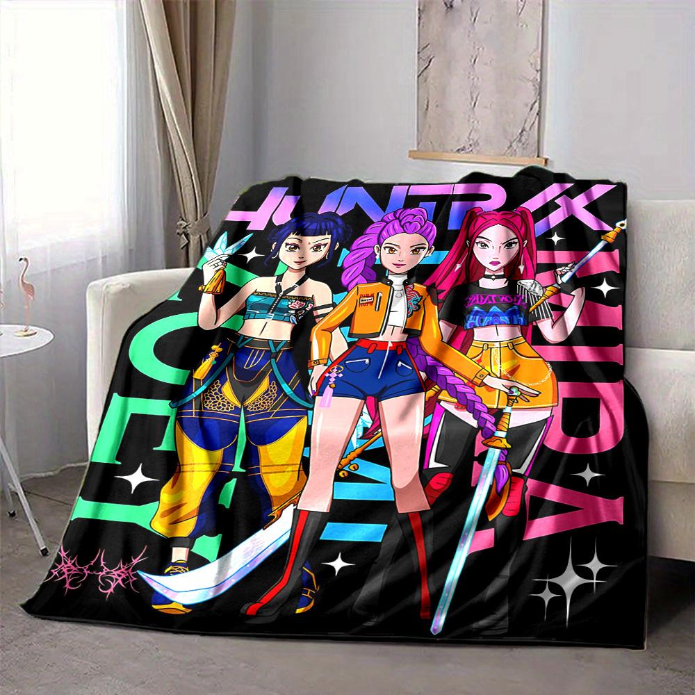 1pc K Pop Demon Hunters Flannel Blanket, Soft Skin Friendly with Digital Printing, Various Sizes Available for Family, Friends, Birthday