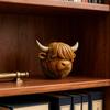 Yousheng Highland Cow Stone Resin Highland Cow Head Ornament Decorative Scottish Cow Collectible for Home Office Farmhouse Desk Shelf Decoration