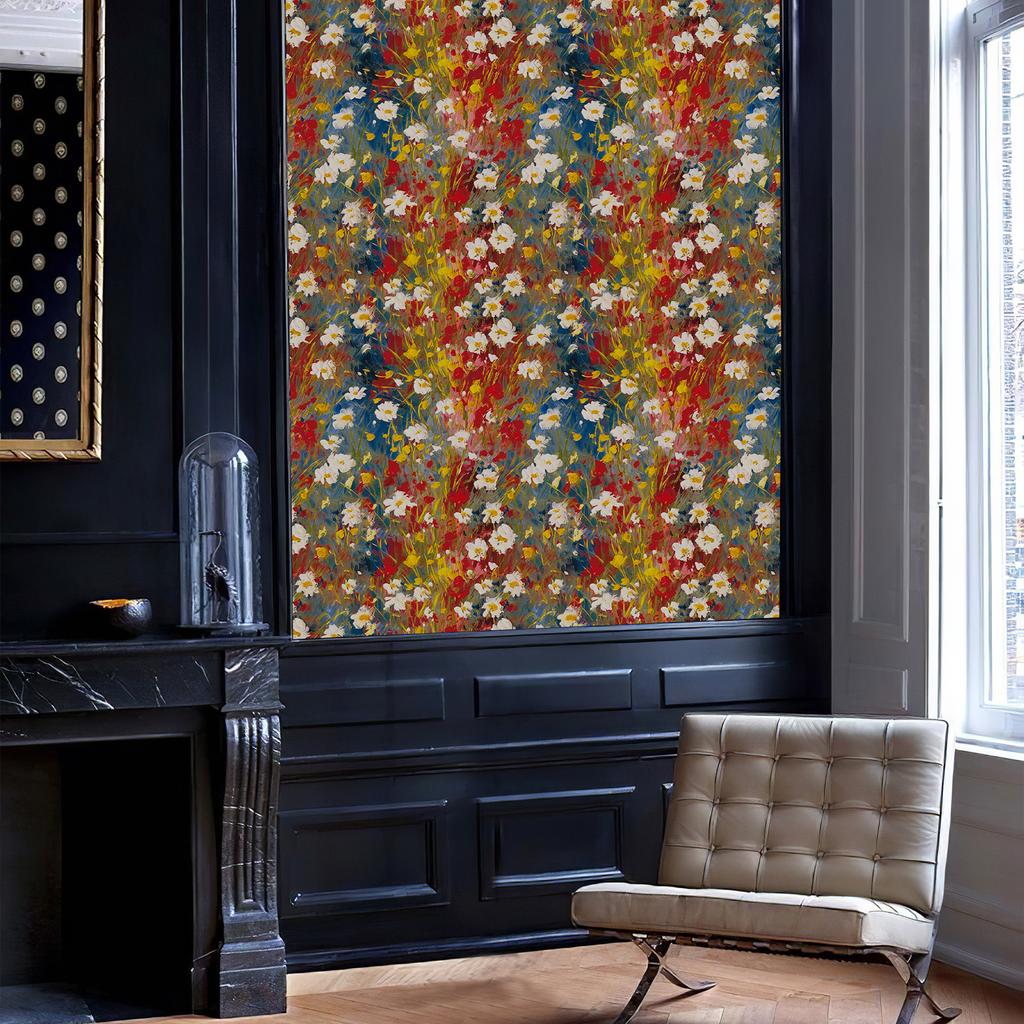 Red Floral Wallpaper Self-Adhesive Waterproof Vinyl Vintage Flower Peel and Stick for Bedroom Living Room Decor