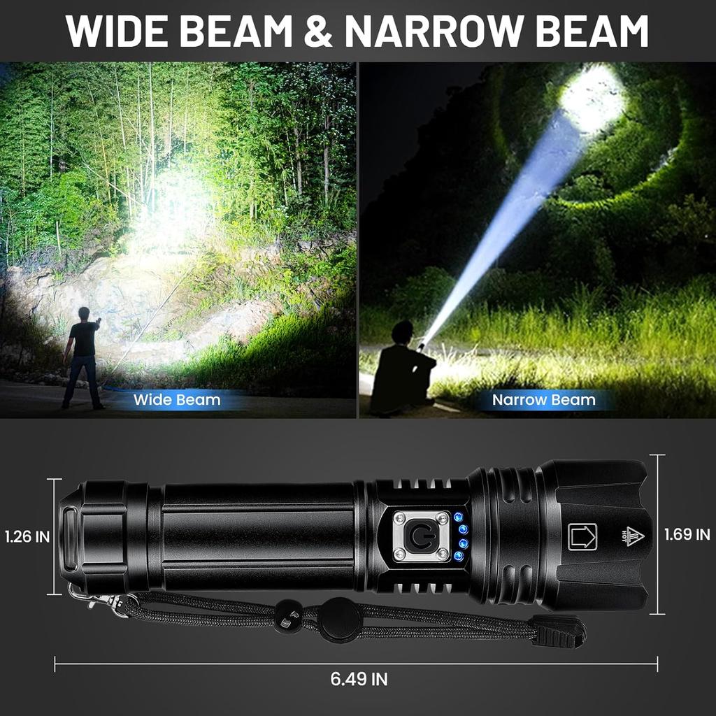 Rechargeable Flashlights - 2 Pack Super Bright Powerful Flashlight 990,000 High Lumens with 5 Modes - 12H Long Runtime & IPX6 Waterproof Brightest