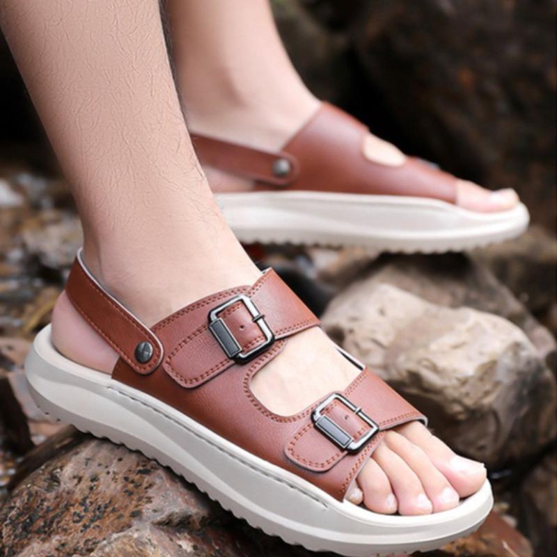 Men Dual-purpose Slippers High Quality Leather Sandals Fashion Casual Beach Shoes Summer Open Toe Sandals for Men Designer Slies