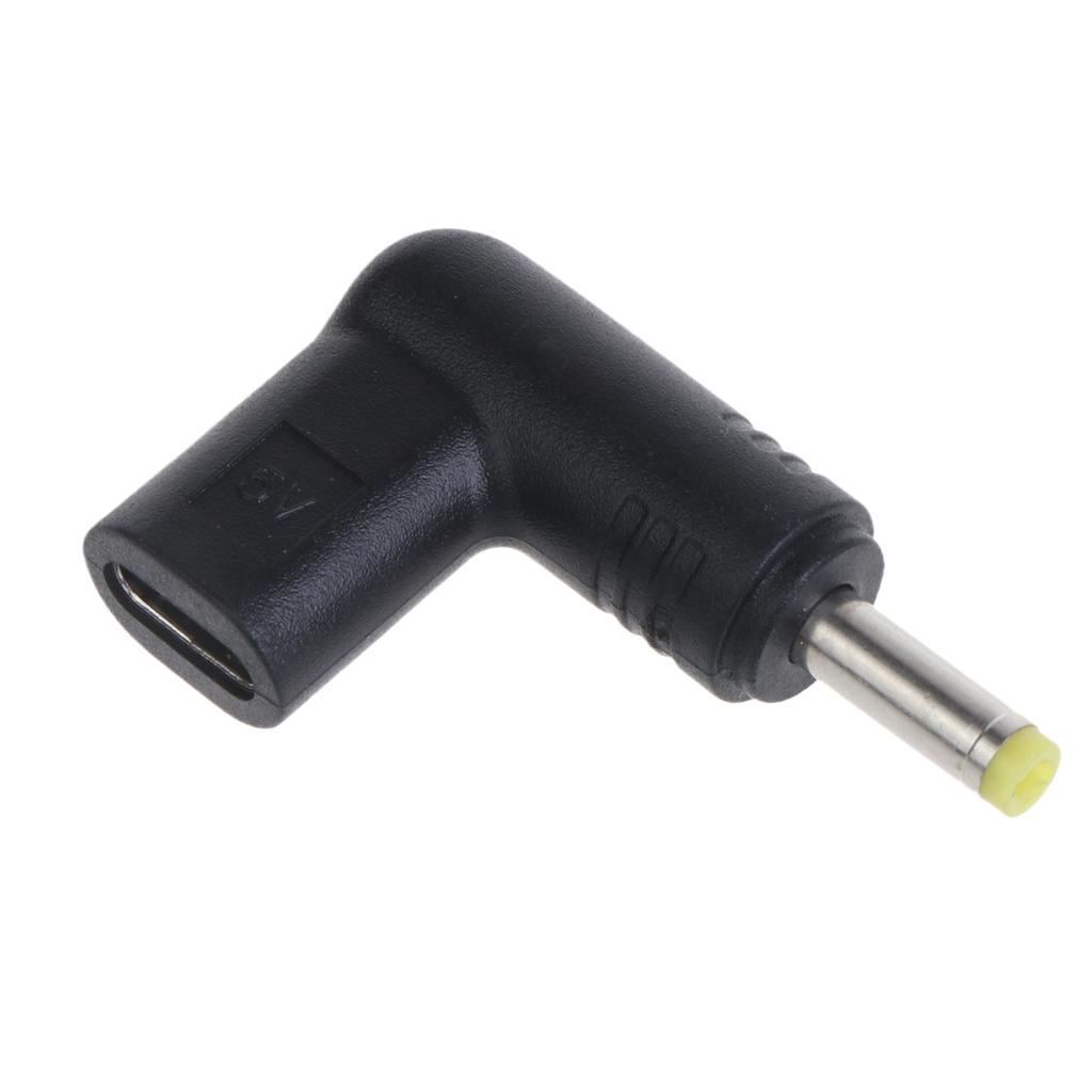 Laptop Power Charger Supply Adapter Connector Type-C Female to DC Male Jack 4.0x1.7mm 90 Degree Plug Converter