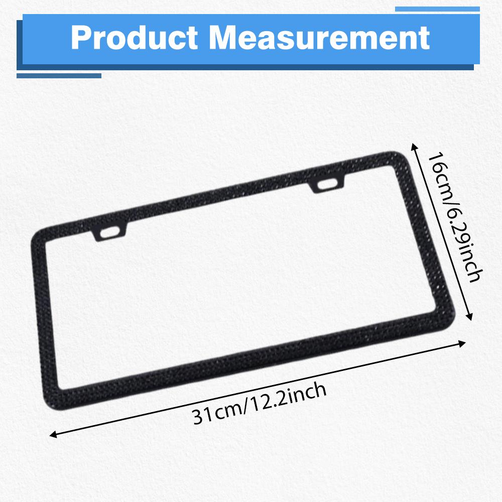 Black and White New ultra-thin License Plate Frame Cover Holder Accessories Crystal and Stainless Steel