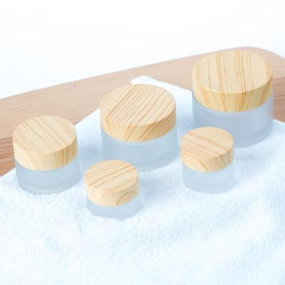 Wood Grain Frosted Glass Travel Cream Bottle & Lotion Cosmetic Box