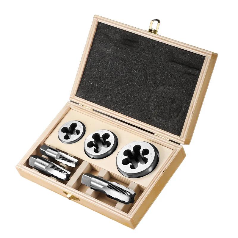 6-Piece HSS Hand Thread Tapping Tool Round Die & Tap Set Metalworking Hand Tools for DIY Crafts And Home Improvement