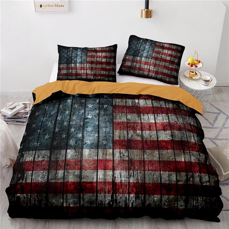 Nový design Americká vlajka 3D Ložní souprava Potisk Povlak na přikrývku Set povlaku na přikrývku s povlakem na polštář Au Eu Us Velikost Twin Full Queen King
