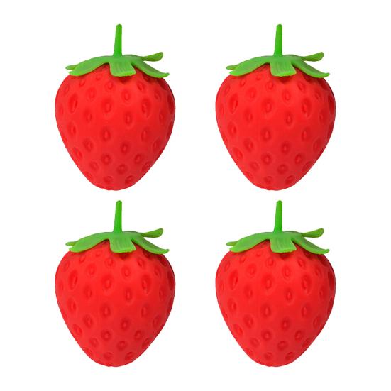 1/2/3/4Pcs Red Strawberry Stress Ball Realistic Mini Strawberry Squeeze Fidget Toy Stretchy TPR