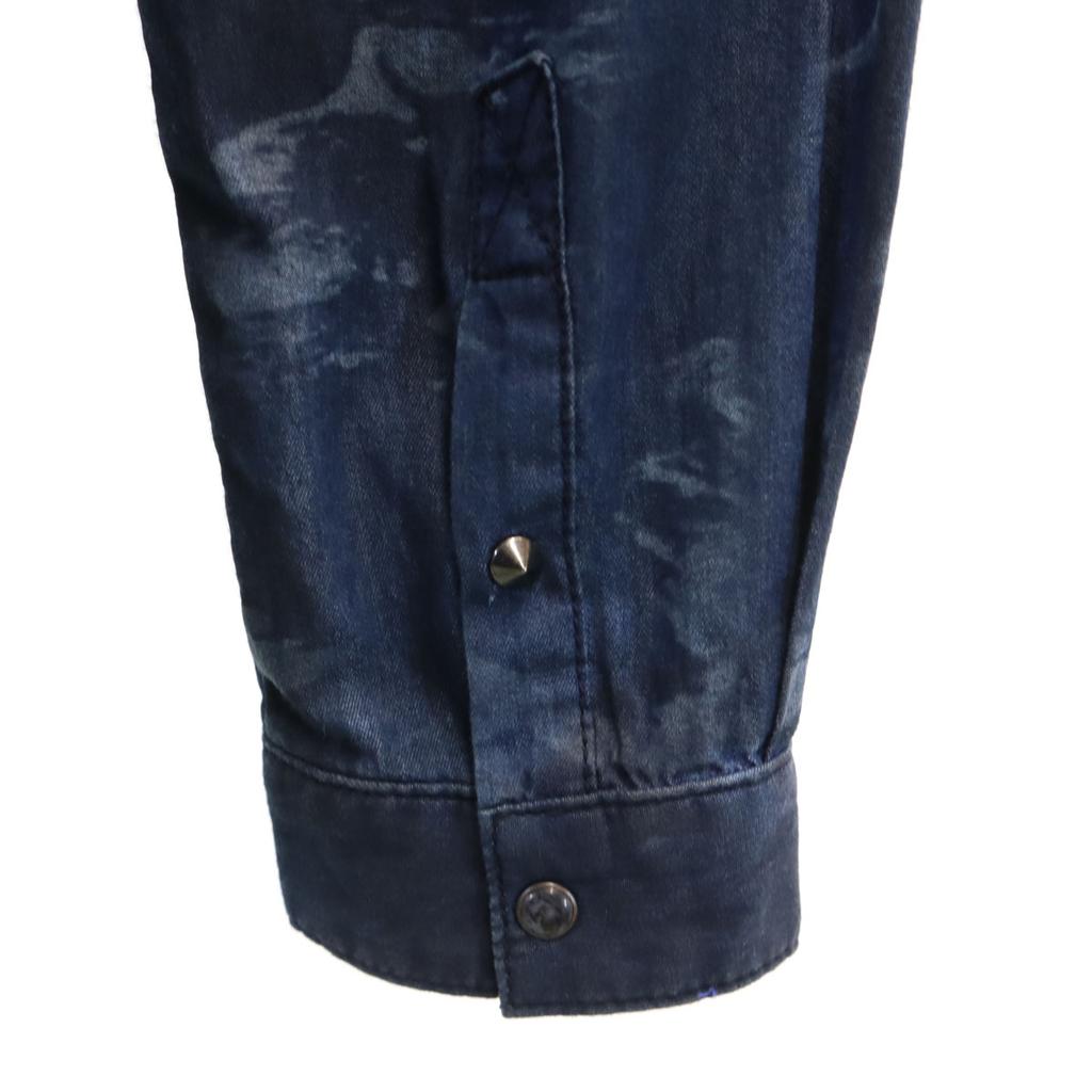 DIESEL Overall handle Long sleeve Band collar shirt M Navy Women Used