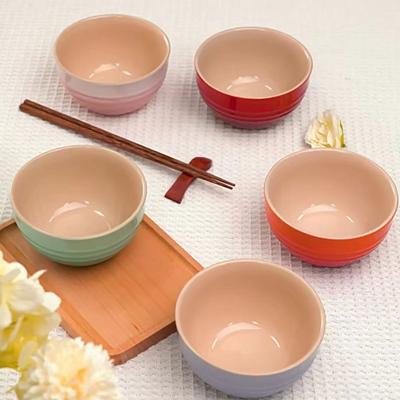 Le Creuset French Cool Color Bowl Enamel Bowl Rice Bowl Household Stoneware Porcelain Round Bowl Rice Bowl Noodles In Soup Bowl