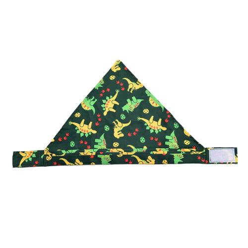 Yakusel Children's 3-Piece Apron Set with Storage Bag, Triangle Scarf, Drawstring Bag, Cooking Practice Apron, Size M, Dinosaur Design, Green, 50517