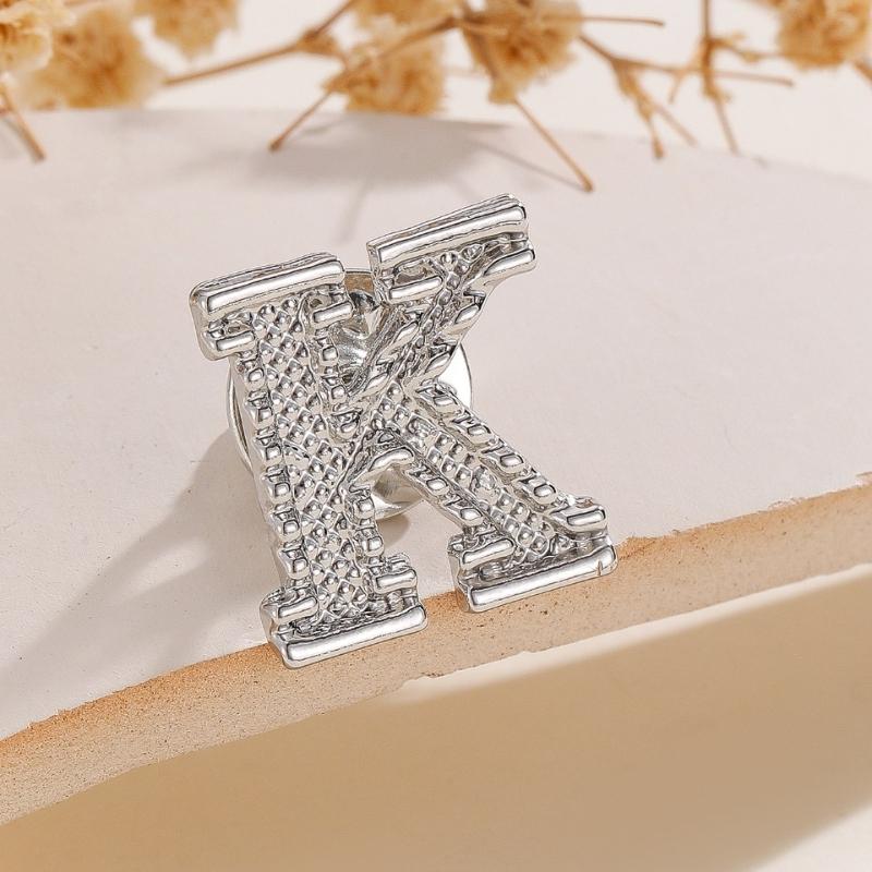 2Pcs Initial A To Z 26 Letters Pin Silver Color Fashion Metal Alphabet Women Men Suit Collar Lapel Brooch Pin Accessories