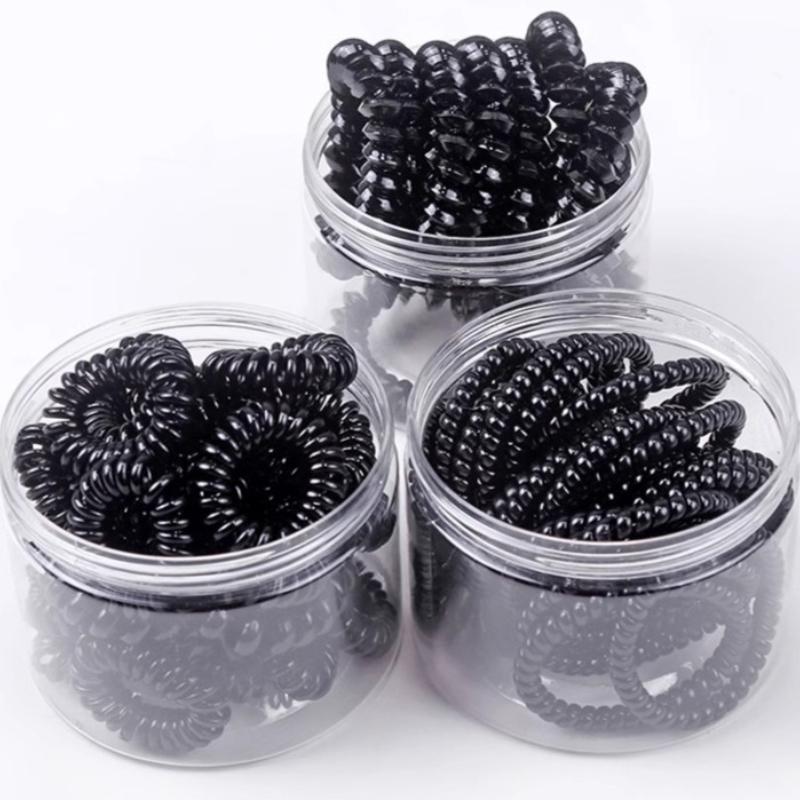 10Pcs/set Small Telephone Line Hair Ropes Girls Elastic Hair Bands Kid Ponytail Holder Ties Gum Hair Accessori Gifts 3-5cm Black