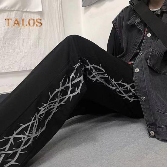 Pánské kalhoty Trn Potisk Široká noha Rovná Vysoký Street Styl Volný Retro Elastický pas Po celé délce Mladistvý teenager Cestování Outdoor Dlouhé kalhoty