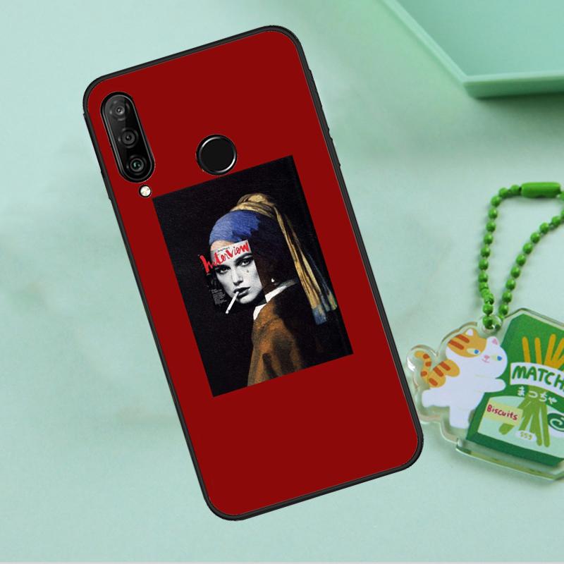 Red Aesthetics Doodles Art For Huawei Nova 10 9 SE 5T 12s 12i 11i Y91 Y90 Y60 Y70 Y72 Y61 P20 P40 P30 Lite P60 Pro Case