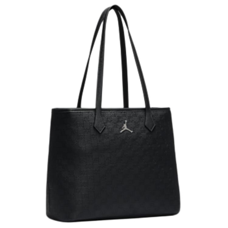 Jordan Monogram Polyurethane Tote Bag, Shopping Bag, Handbag, Shoulder Bag Unisex Black Jordan HV2860-045