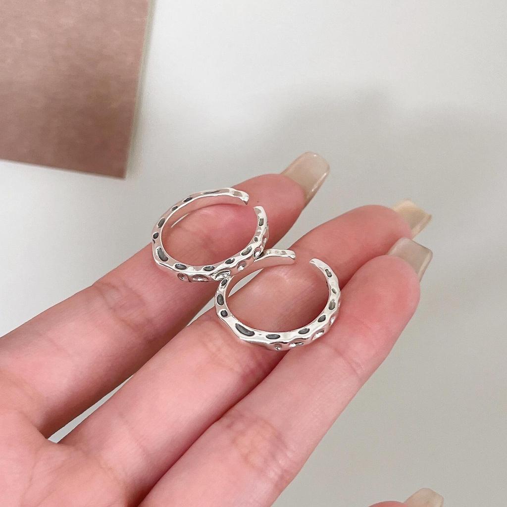 Yinruitai S925 Sterling Silver Textured Open Ring for Women - Vintage 2022 Design