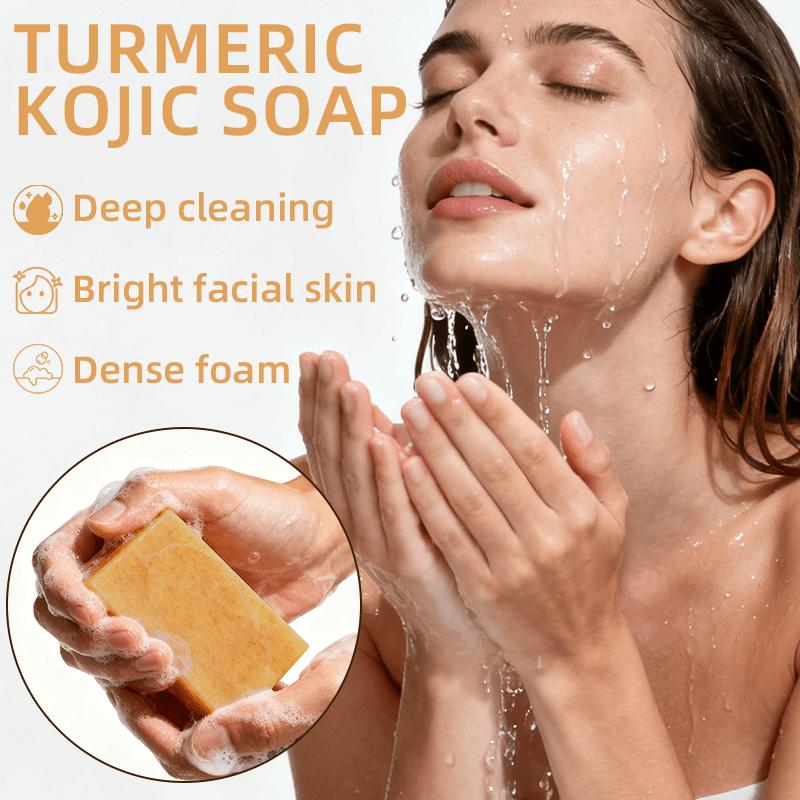 Turmeric Kojic Soap Rich In Kojic Acid, Turmeric, and Collagen, Natural Ginger Soap for Deep Moisturizing, Cleansing, Brightening, and Thick Lather
