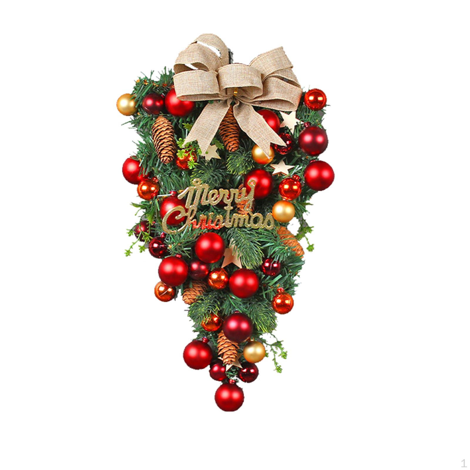 

Winter Christmas Teardrop Swag Door Wreath Garland Wall Hanging for Farmhouse Garden