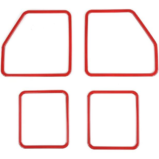 ABS Red Full Interior Decorative Cover Trim Sticker Compatible with Ford F150 2015-2020 (4pcs/Set Inner Door Handle Under Decorative Strip)