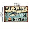 Vintage Fishing Metal Wall Art Man Cave Decor Lake Cabin Bar Camping Gift