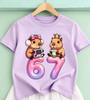 Girls Boys Casual Round Neck Short Sleeve TShirt 67 Number Capybara Cartoon Print TShirt Capybara Lover Birthday Gift Shirts