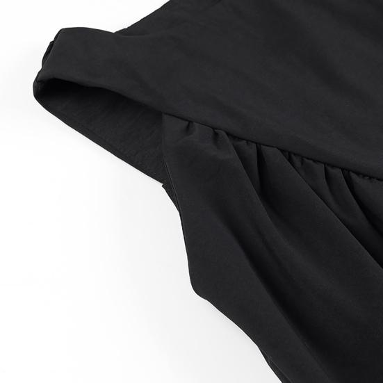 Women Vest Commuter Casual Style Shirt Tops Solid Color Loose Fit Round Neck Sleeveless Pleated Tank Tops