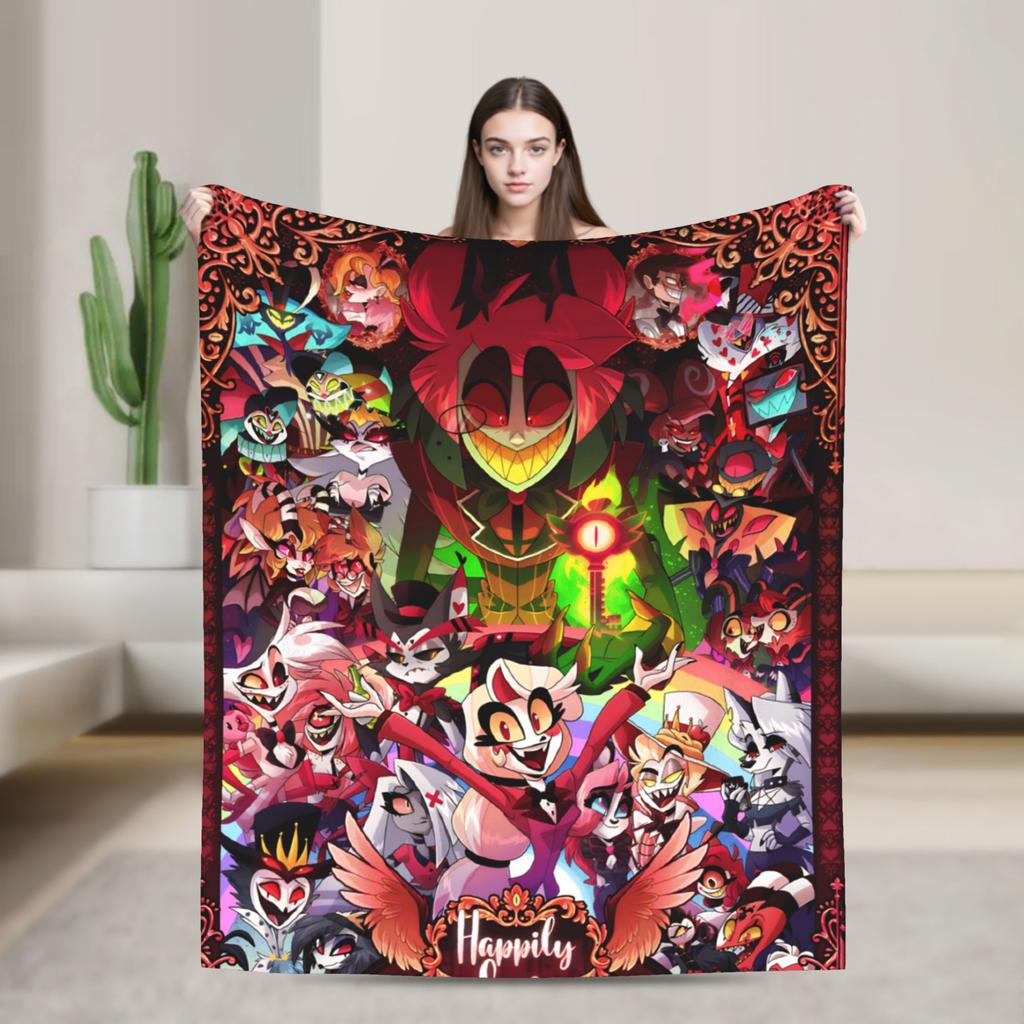 2025 H-Hazbin Hotel Charlie Cartoon Flannel Blanket  Warm Throw Blanket for Bedroom Picnic Print Bedspread Sofa Bed Cover
