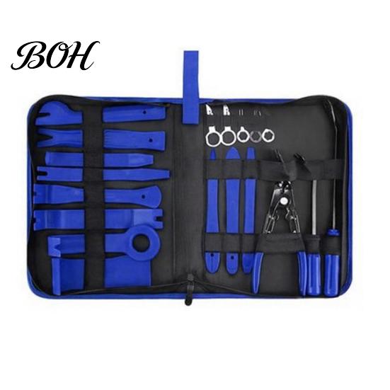 Vehicle Buckle Removal Kit 19Pcs Trim Tool Set with Pick & Clip Tool, Sticker Scraper, Automotive Plastic Car Audio Installation Tools Pry for