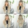 XINRAN Synthetic Long Natural Wave Wigs With Bangs Wigs Hair Heat Resistant Fiber For Women Daily Cosplay