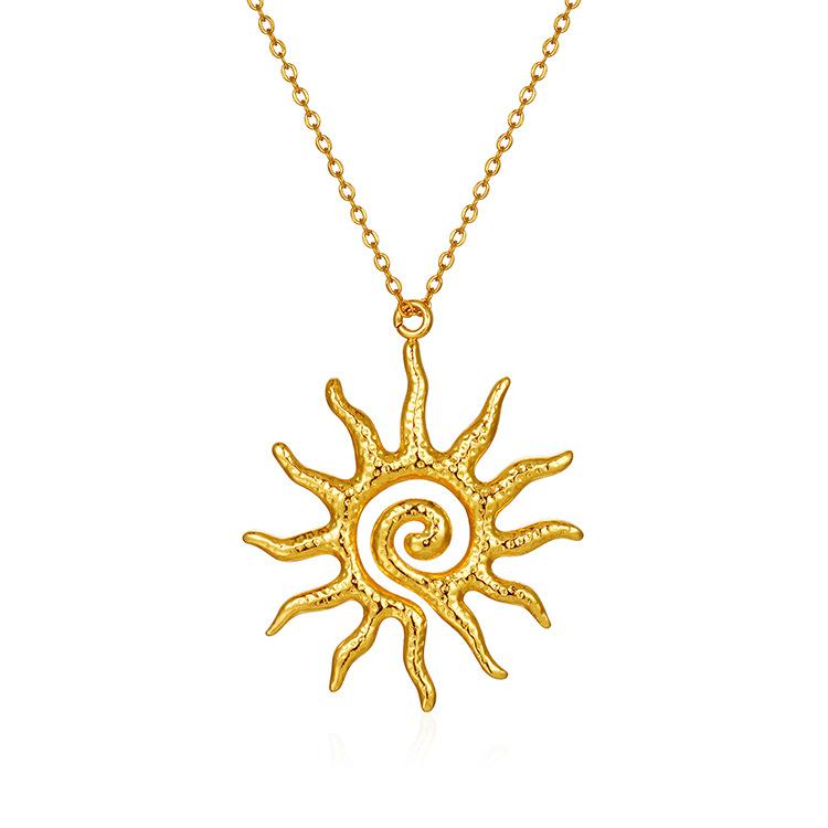 Europe and the United States popular sunflower necklace women's personality gold hollow pendant fashion simple collarbone chain