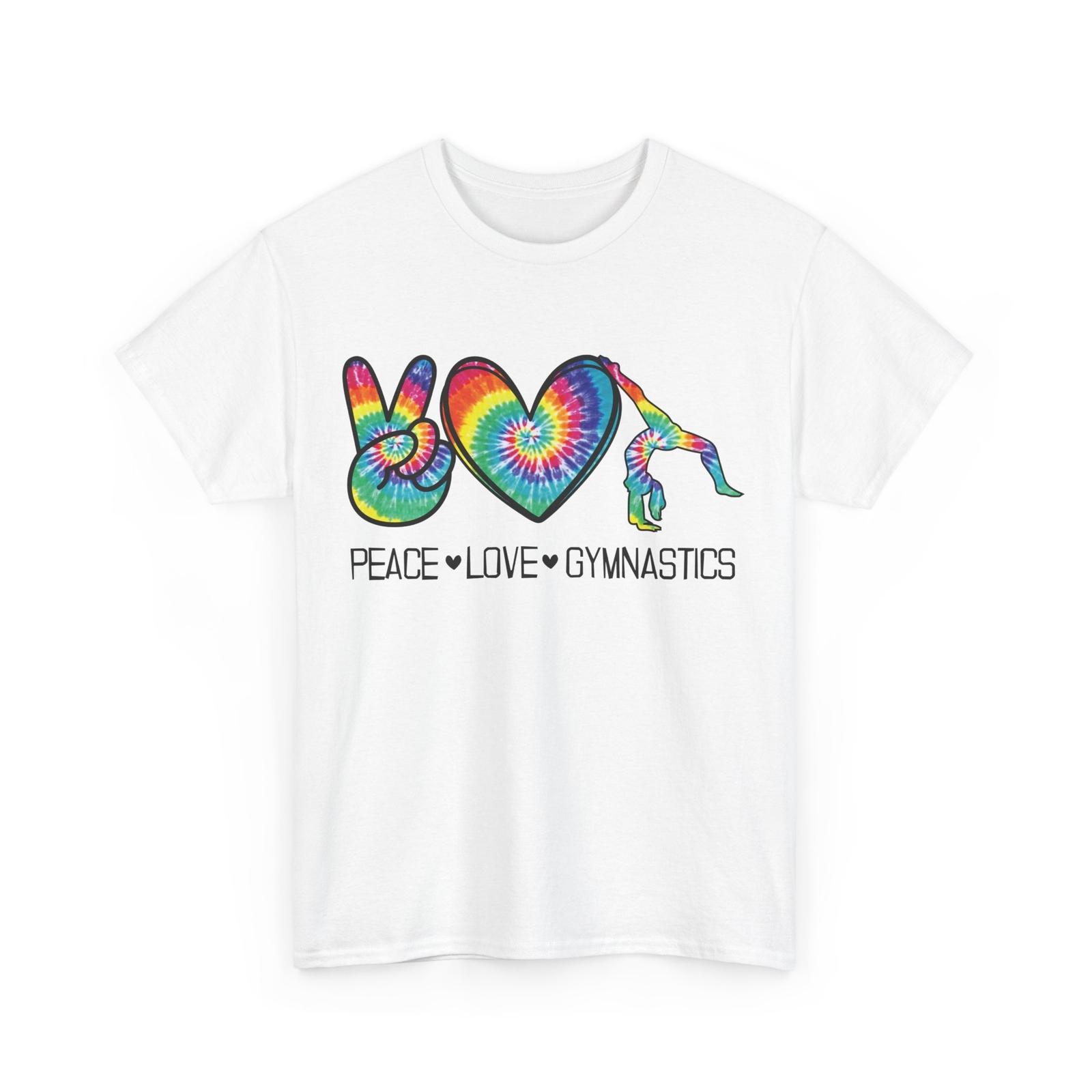 Peace Love Gymnastics T-Shirt Mens Womens Tees Top, Gymnast Gymnastic Lovers Tie Dye Cute Shirt M