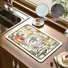 Black Marbling Super Absorbent Tableware Dish Drying Mat Kitchen Bottle Anti-slip Rug Luxury Kettle Dinnerware Bar Counte