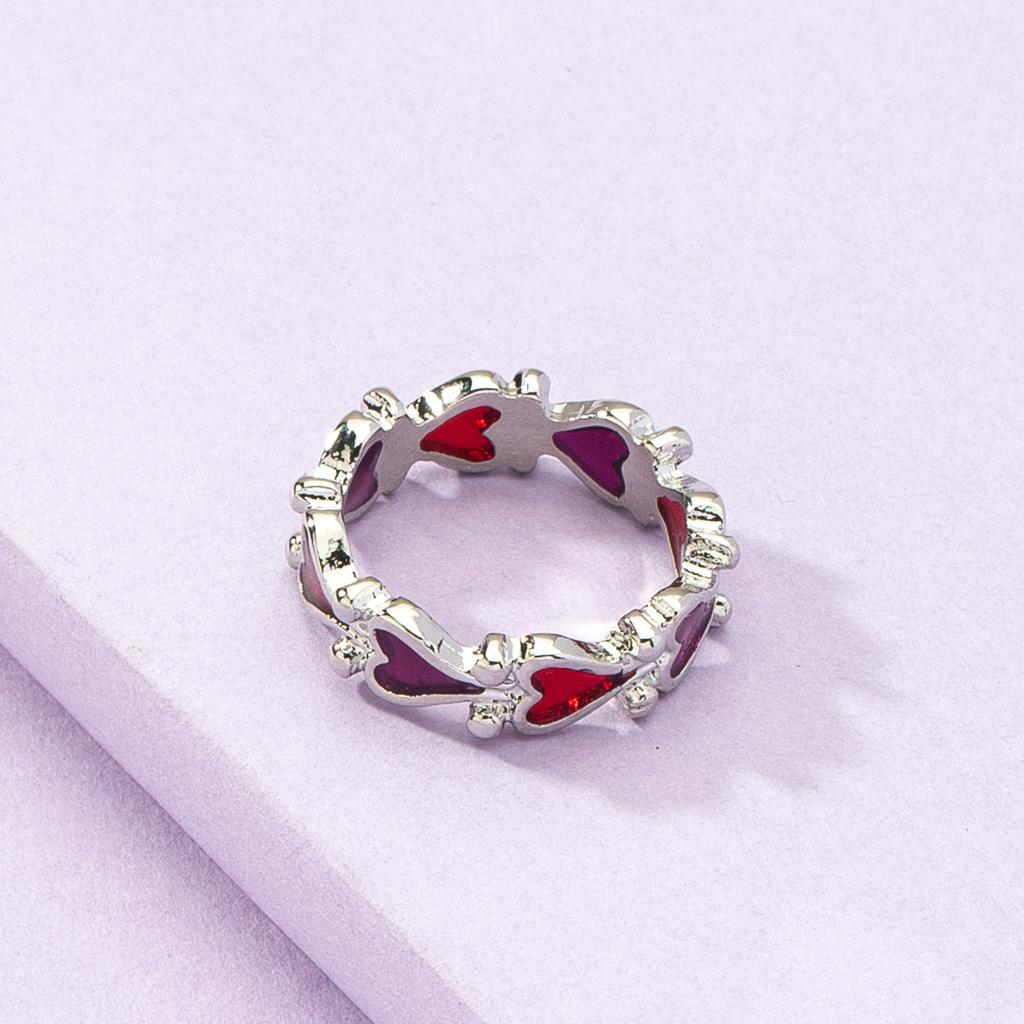 1pc Simple, Cute, Adorable European and American Style Metal Alloy Transparent Red Dripping Heart Ring, Red Heart Shaped Valentine's Day Ring